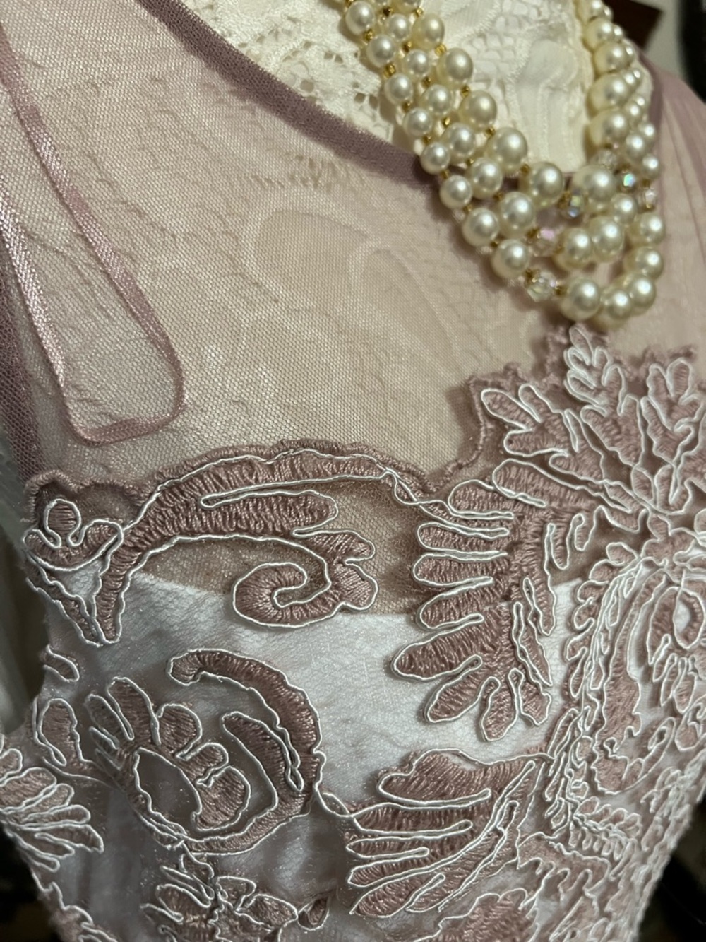 Alex Evenings Evening Gown In Taupe Tan Lace Maxi Dress Women’s Size 8 NWT - Picture 6 of 10